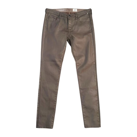 AG Adriano Goldschmied Women's Sz 27 Faux Leather Brown Skinny Ankle Legging - Picture 1 of 6